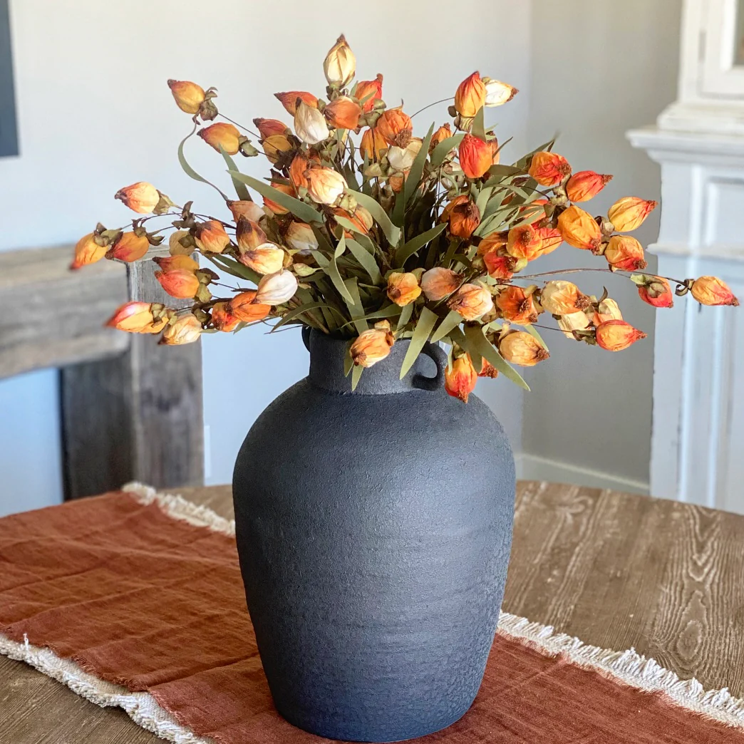 20" Ceramic Black Urn - Image 2
