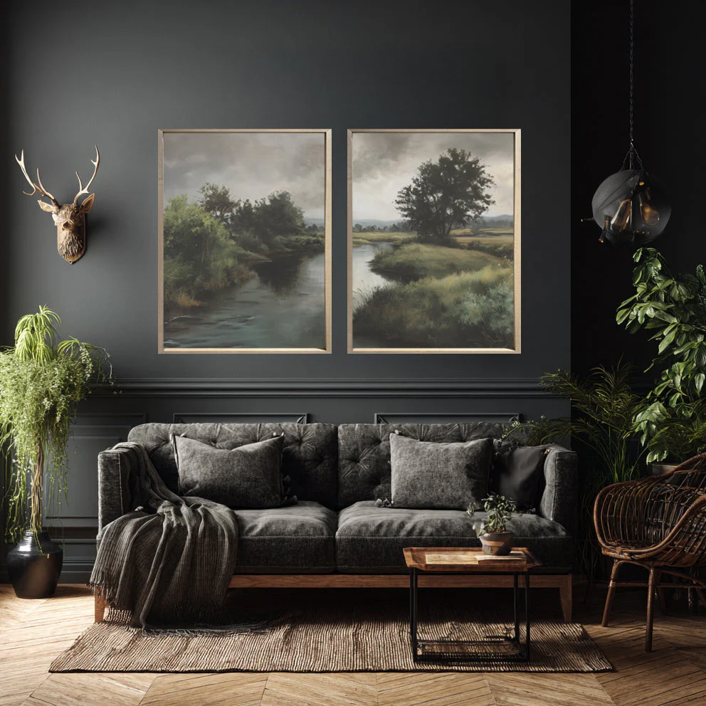 24x36 Thin Oak Creekside Diptych (Set of 2)