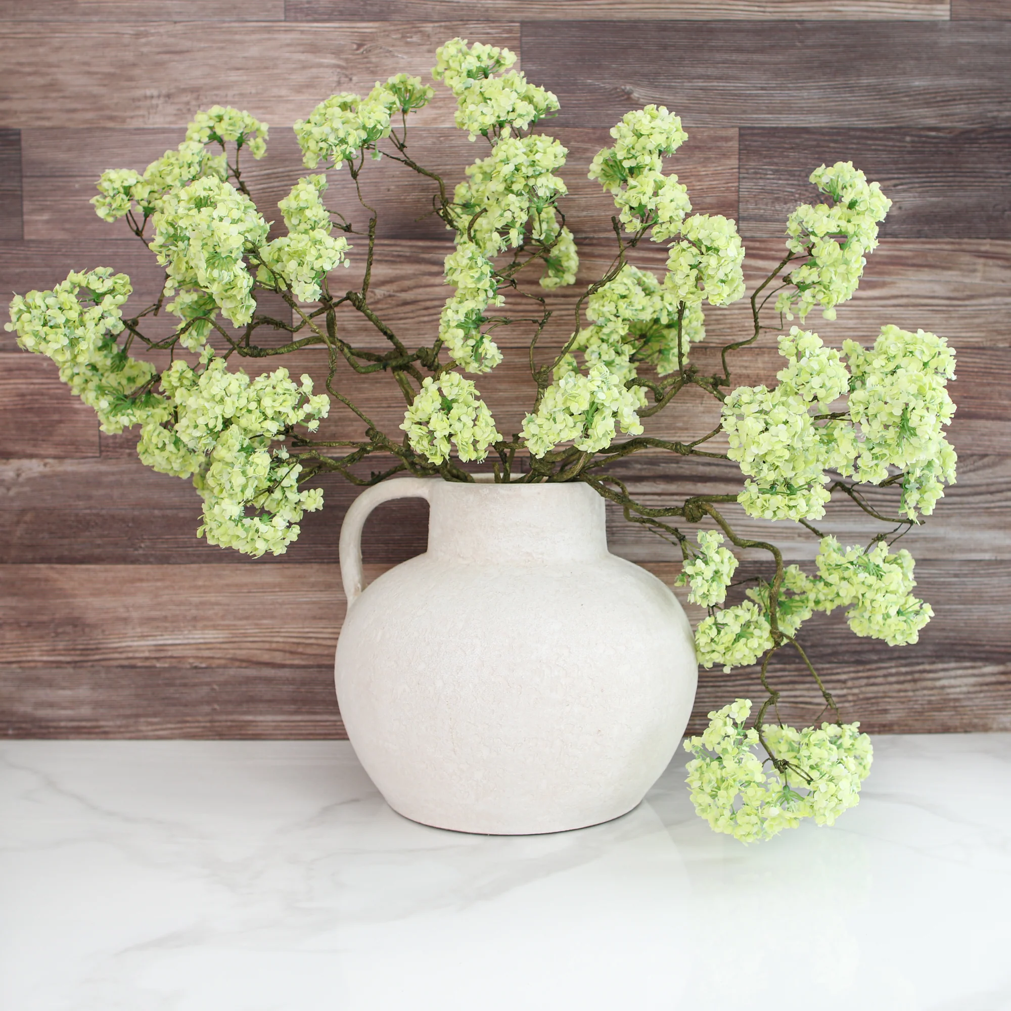 10” Luxe Heavy Textured White Handle Vase - Image 6