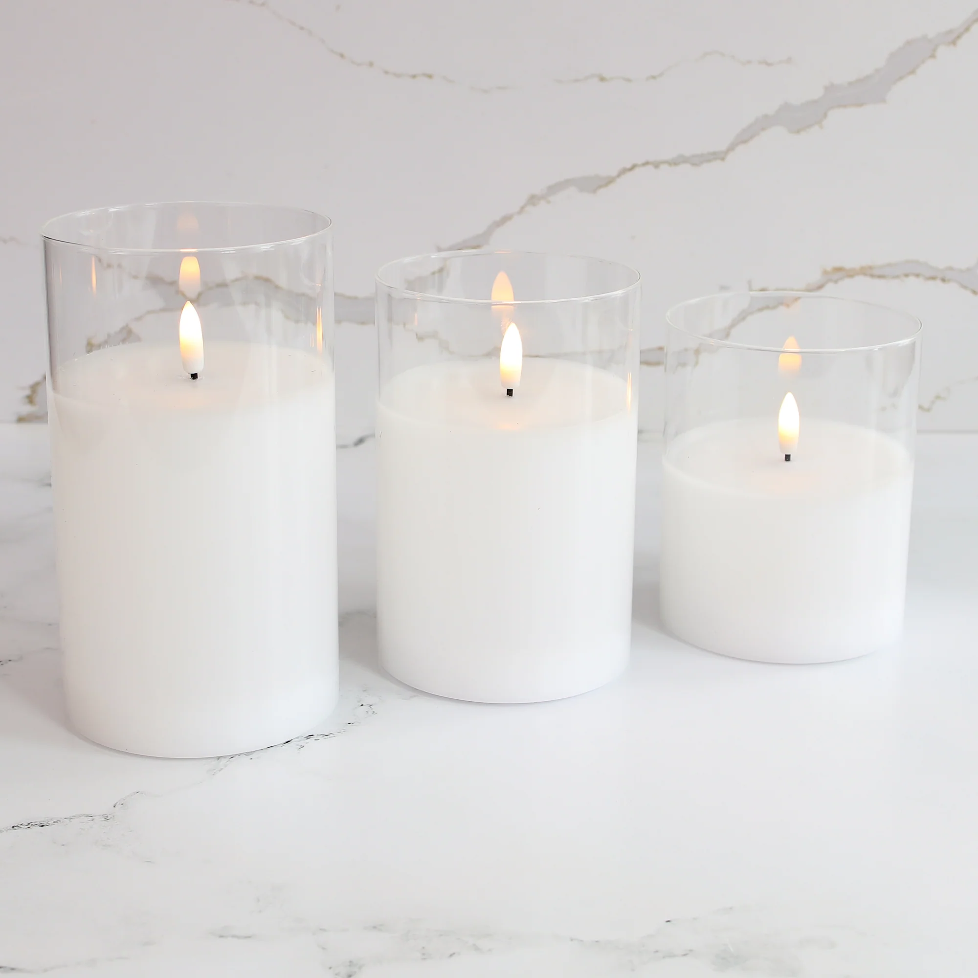 White Flameless -Three Pack Candles with 4” base - Image 4