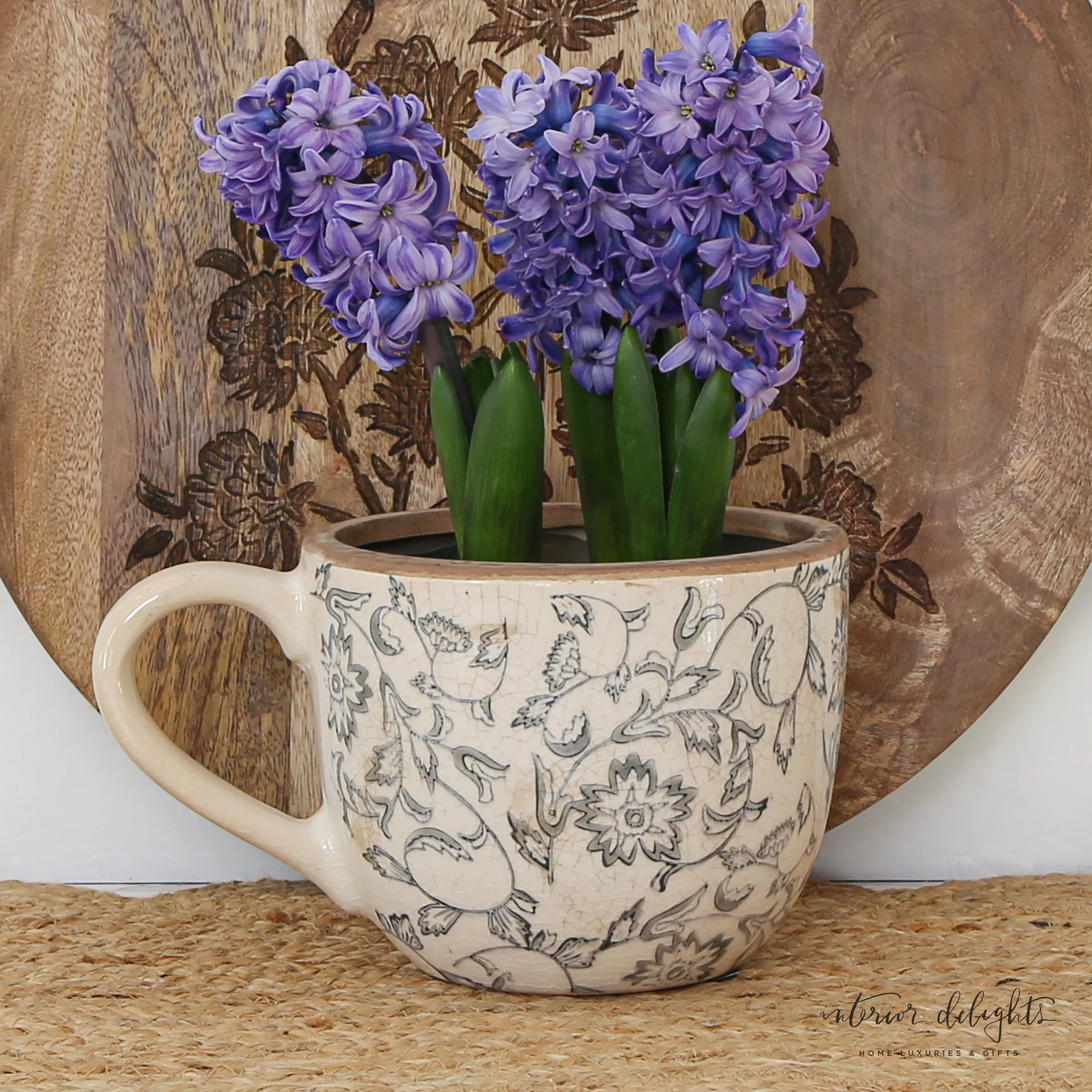 5" Blue Grey Heirloom Tea Cup Planter - Image 3