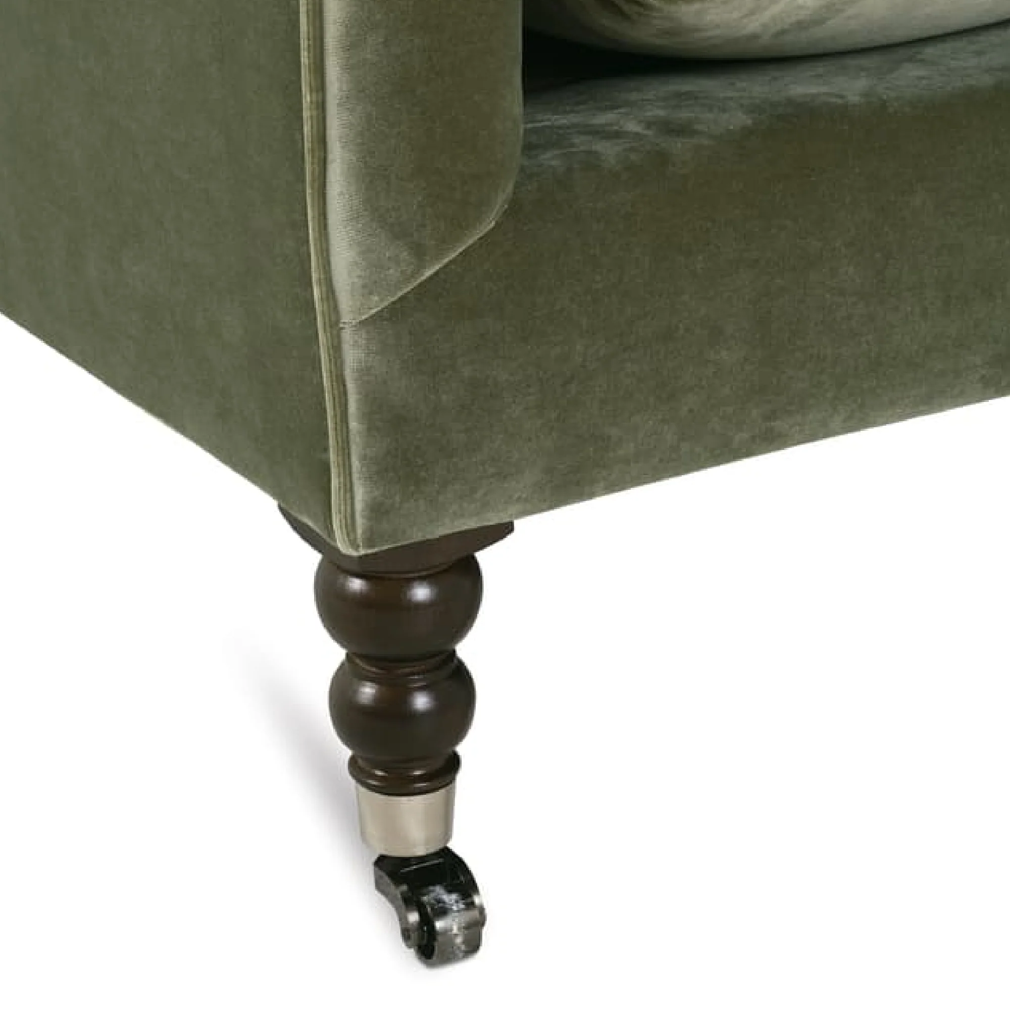 90" Green Velvet Sofa - Image 3