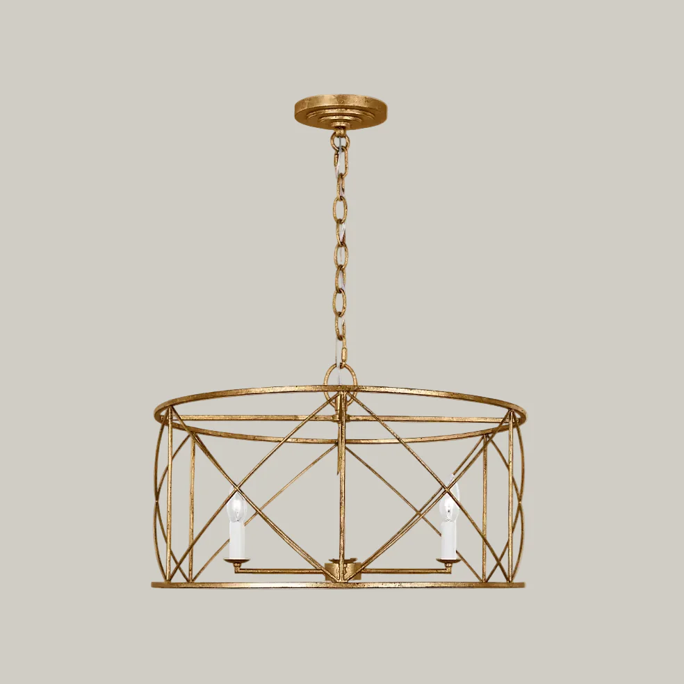 Stephanie - Aged Antique Gold - 4 Light Drum Chandelier - Image 3