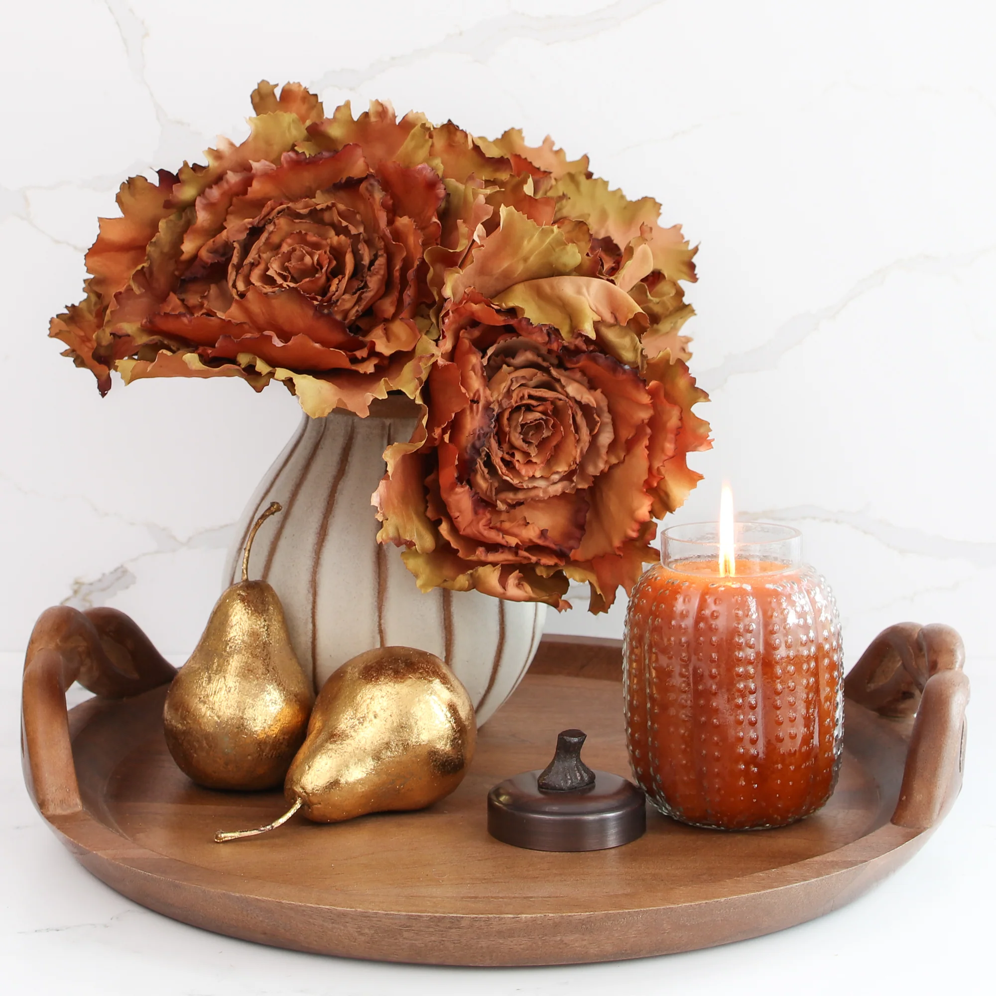 7" Beige Stripe Ceramic Vase - Image 7