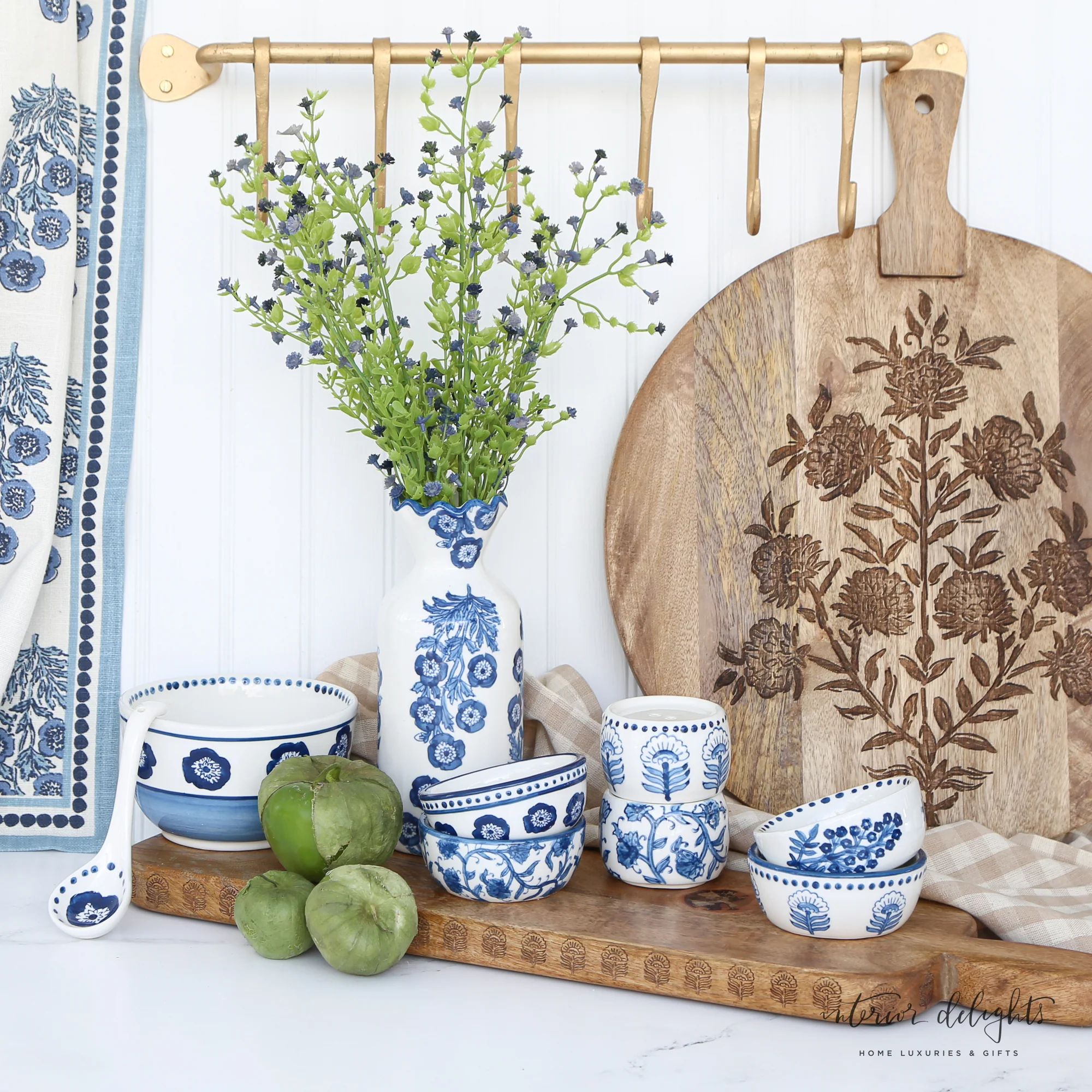 Blooms Block Print Tidbit Dish Set - Image 3