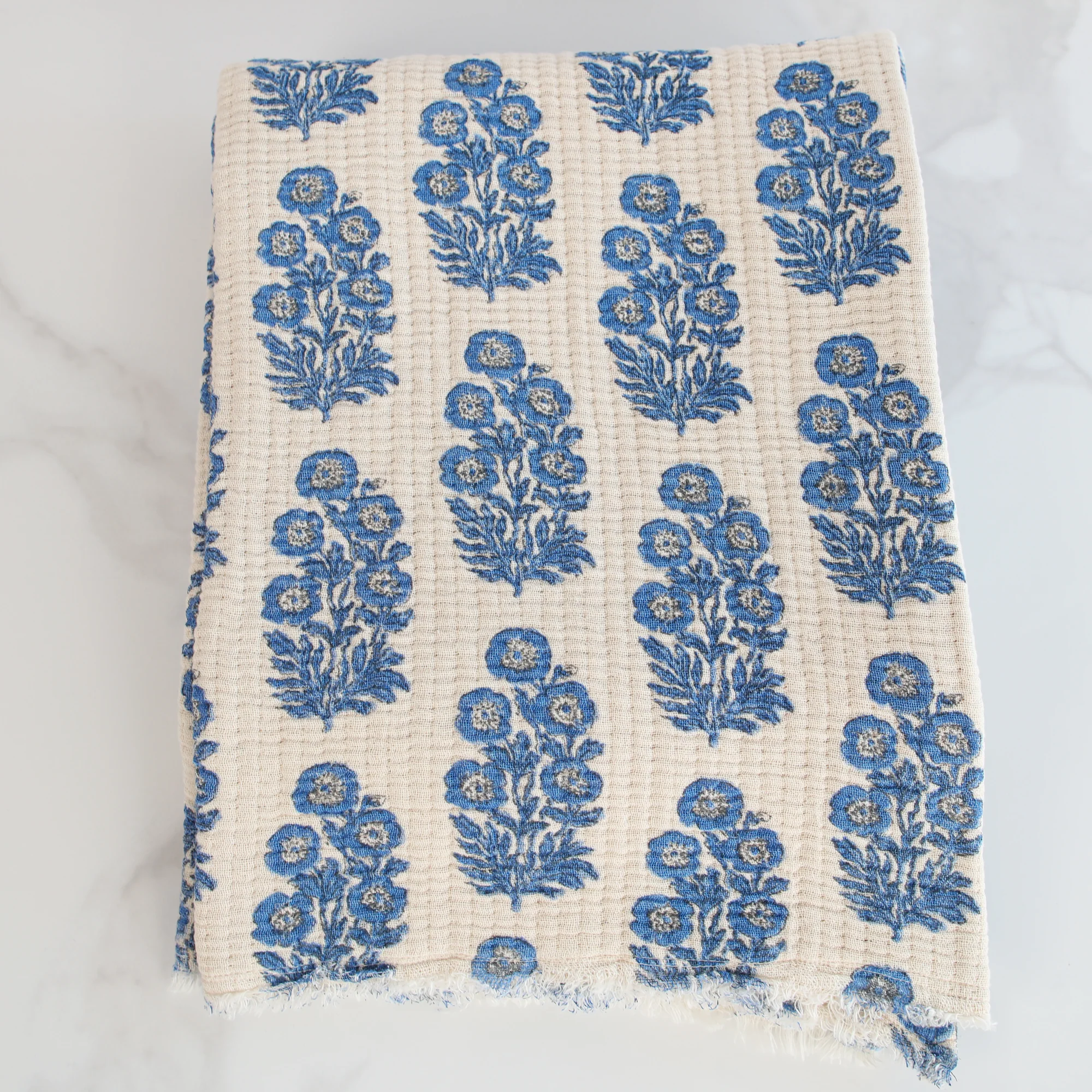 Blue Medallion Floral Throw - Image 3