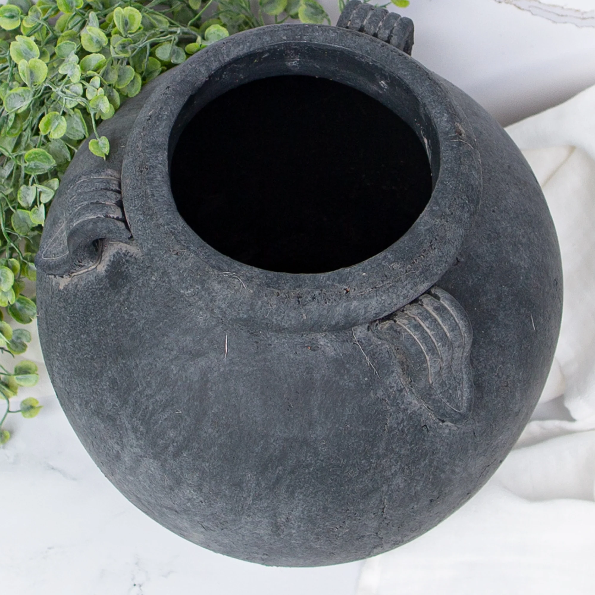11” Charcoal Clay Pot - Image 3