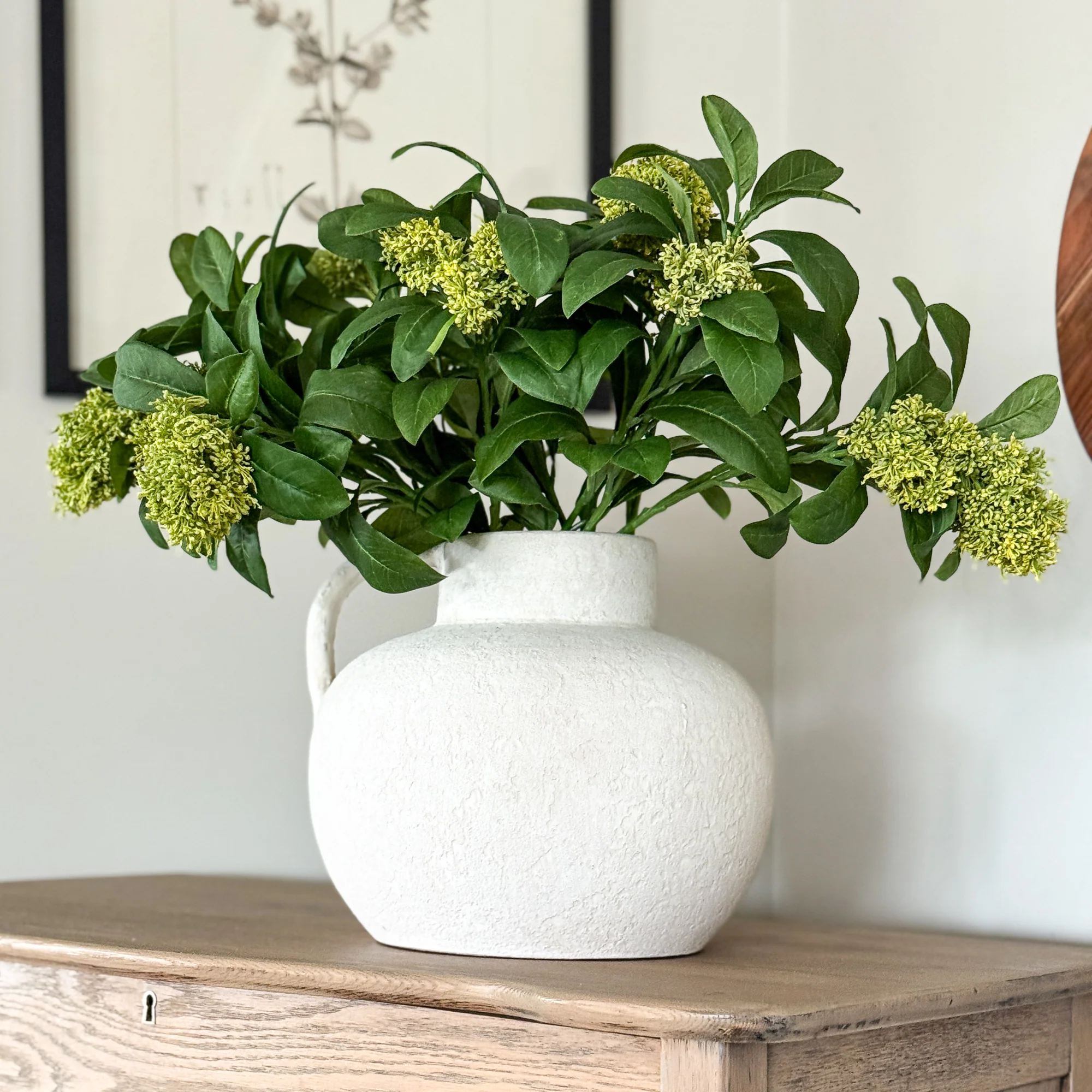 10” Luxe Heavy Textured White Handle Vase - Image 5