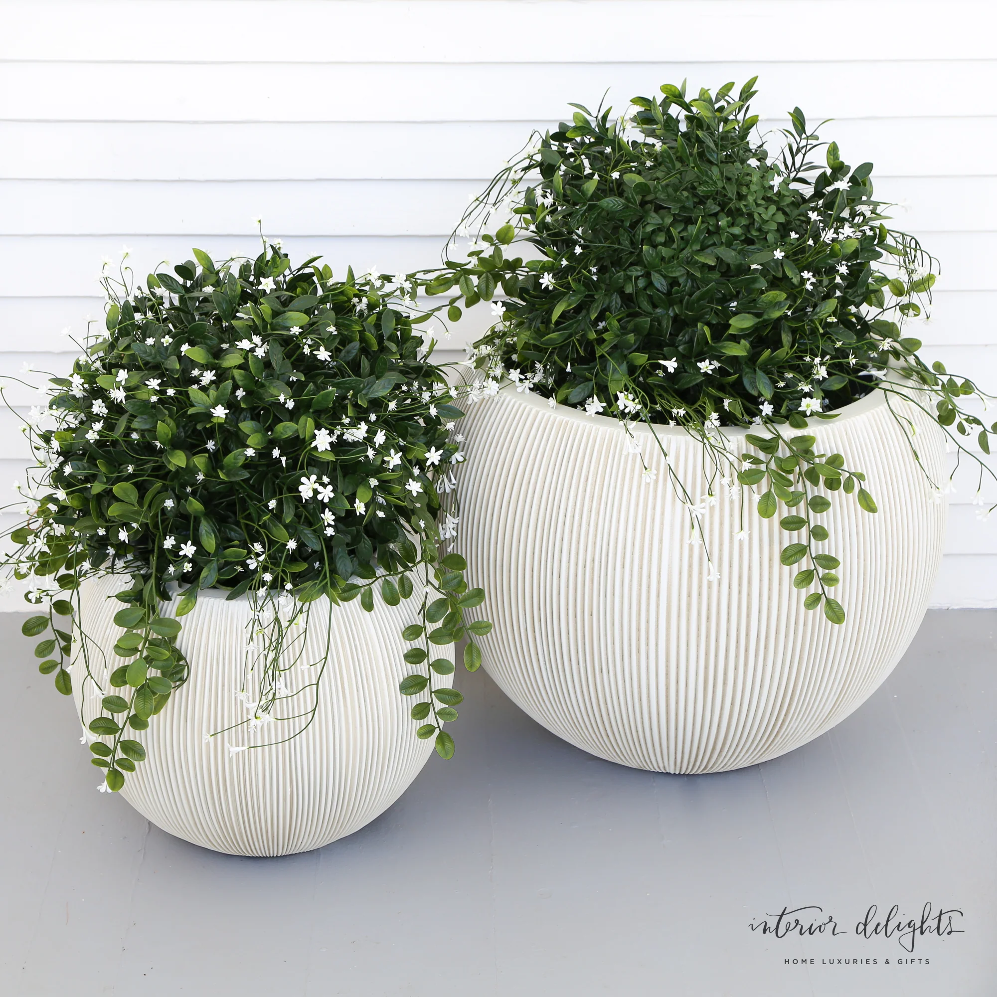 19" UV Protected Round Hanging Boxwood Ball with Baby's Breath - Image 4
