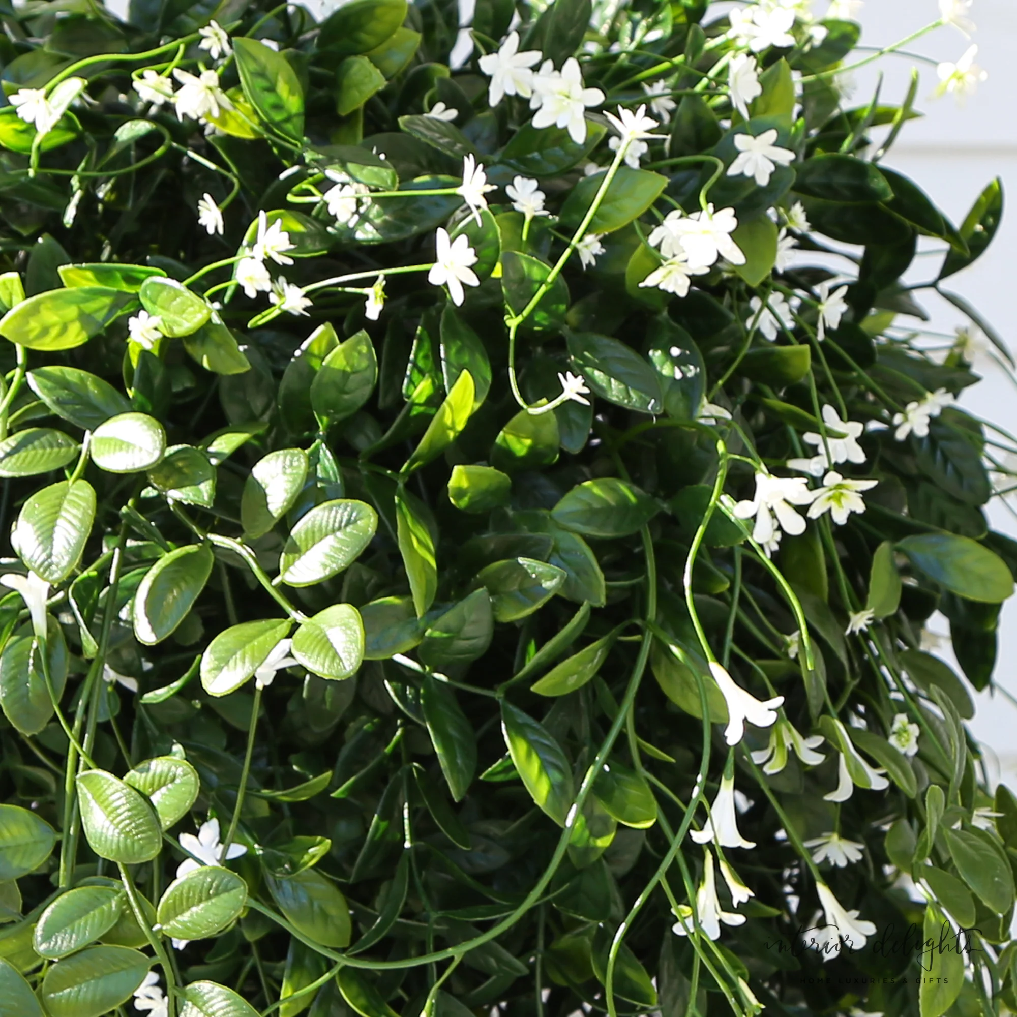 19" UV Protected Round Hanging Boxwood Ball with Baby's Breath - Image 5