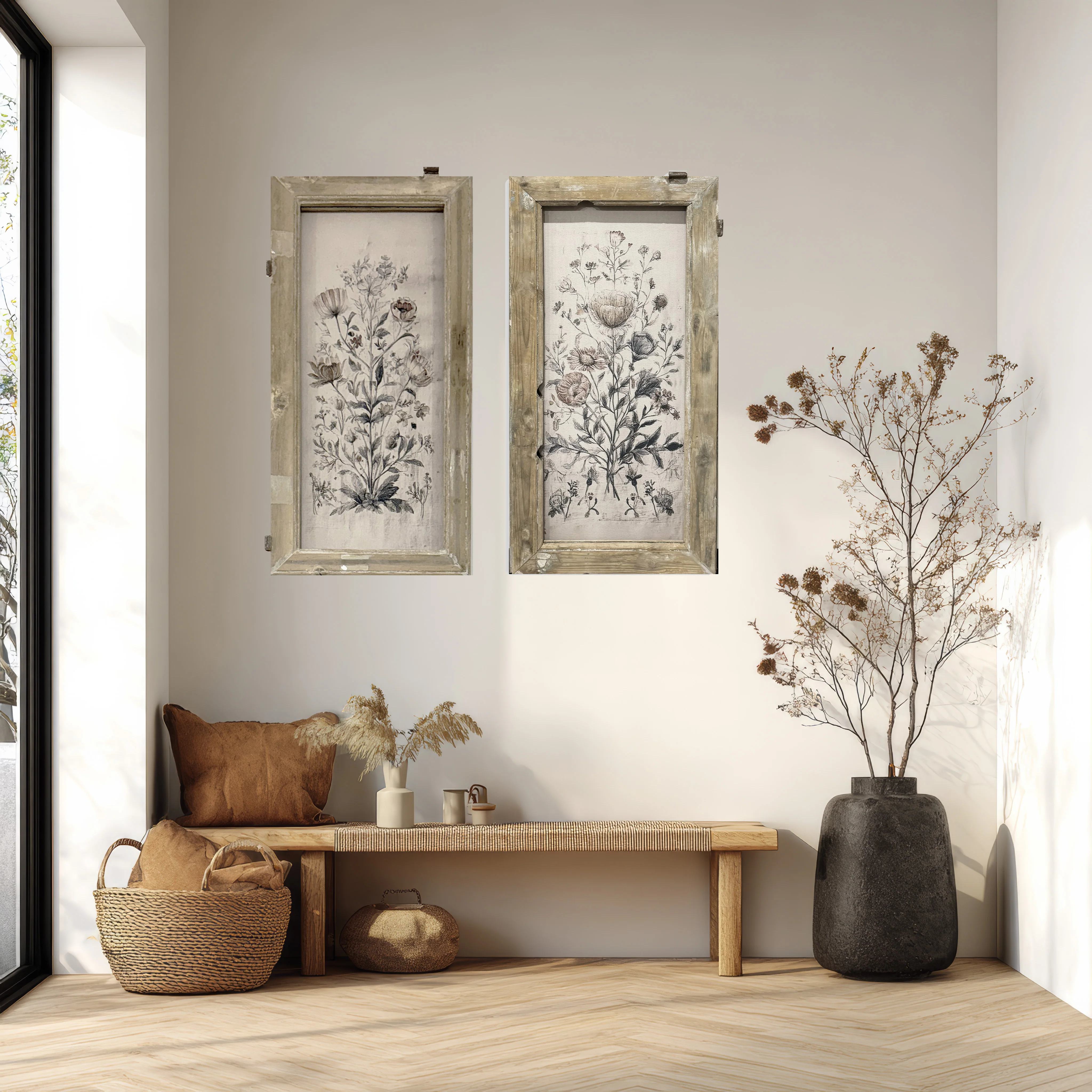 Holland Window Aged Floral ( set of 2 )