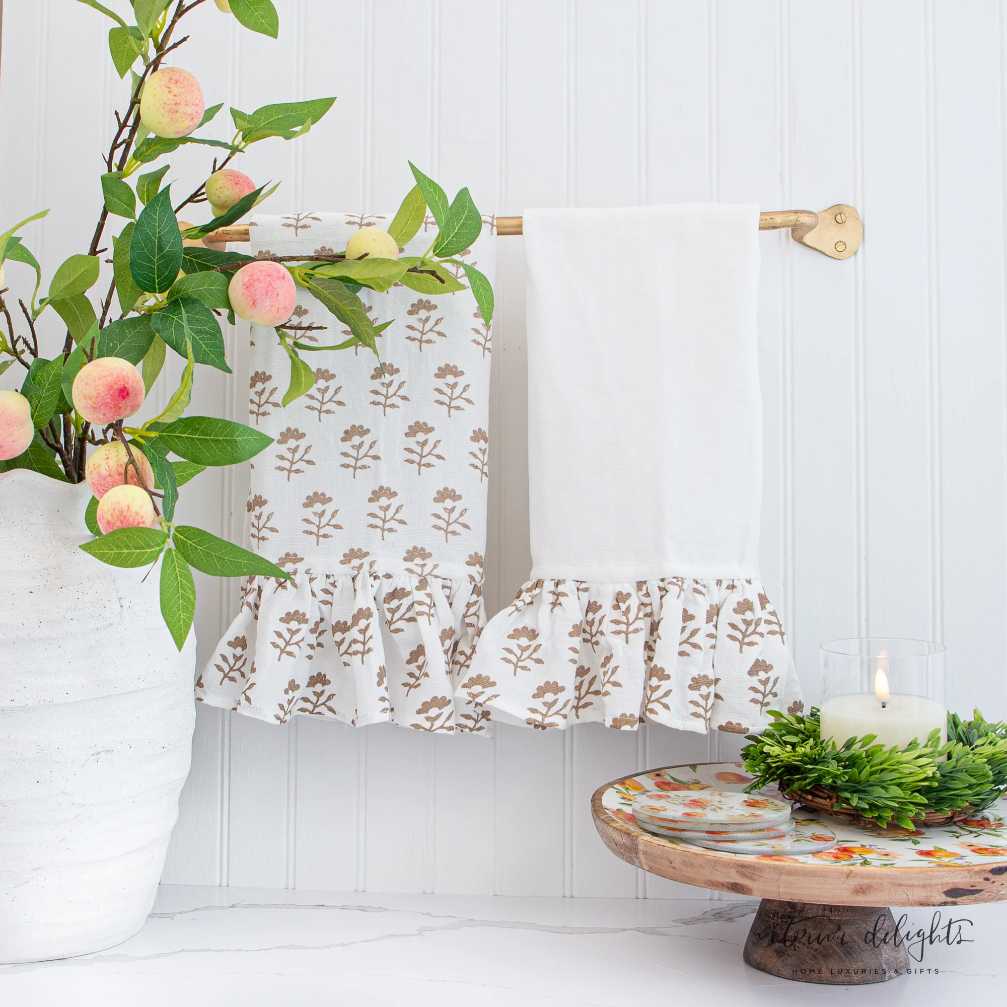 12” White Scalloped Top Stoneware Vase - Image 6