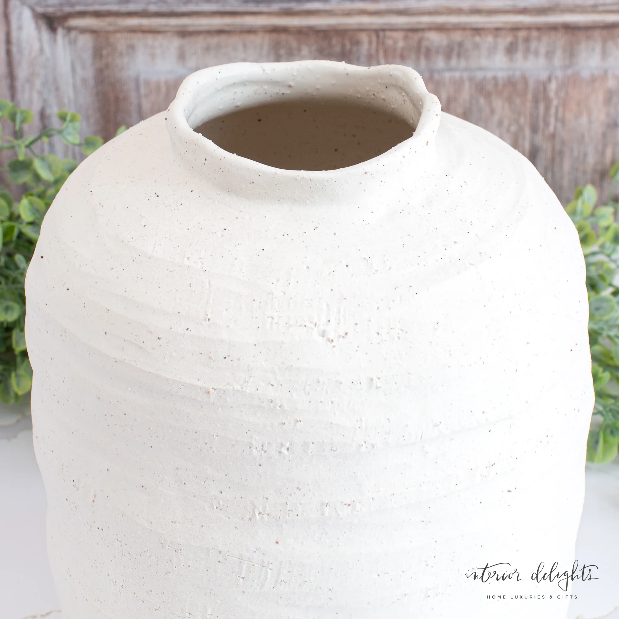 10.5” Ivory Stoneware Vase - Image 5