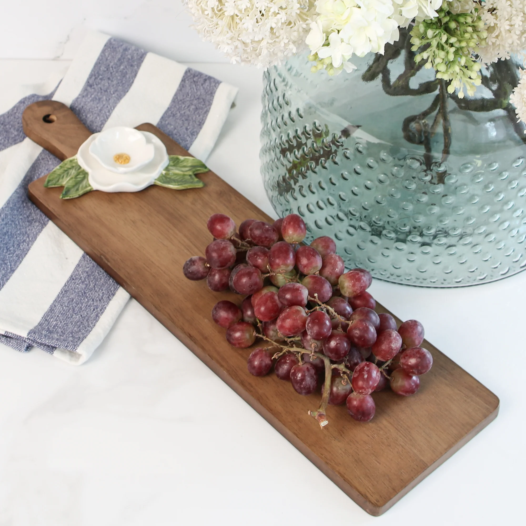 Mango Wood Paddle Board with Ceramic Magnolia - Image 3