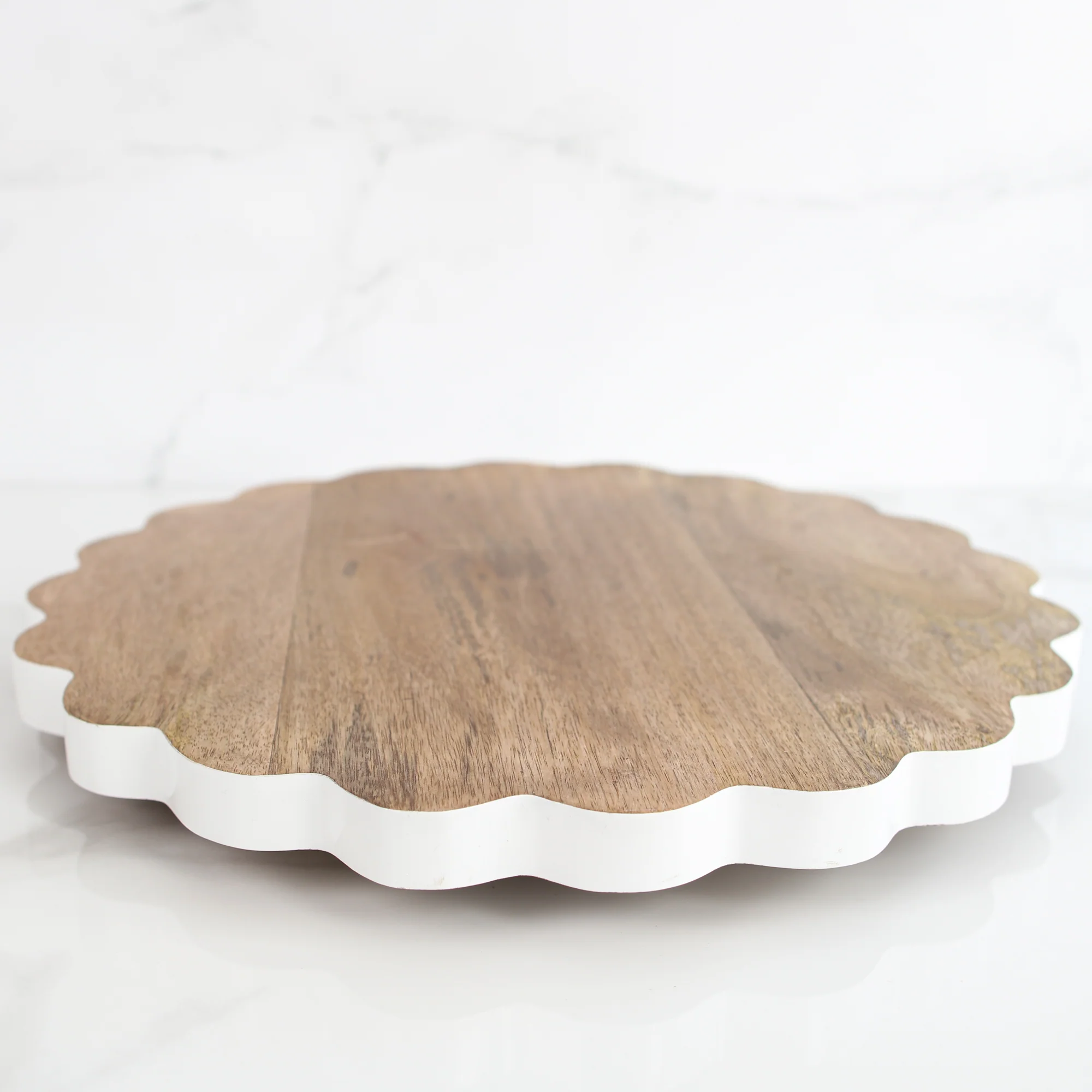 Mango Wood Scalloped Lazy Susan