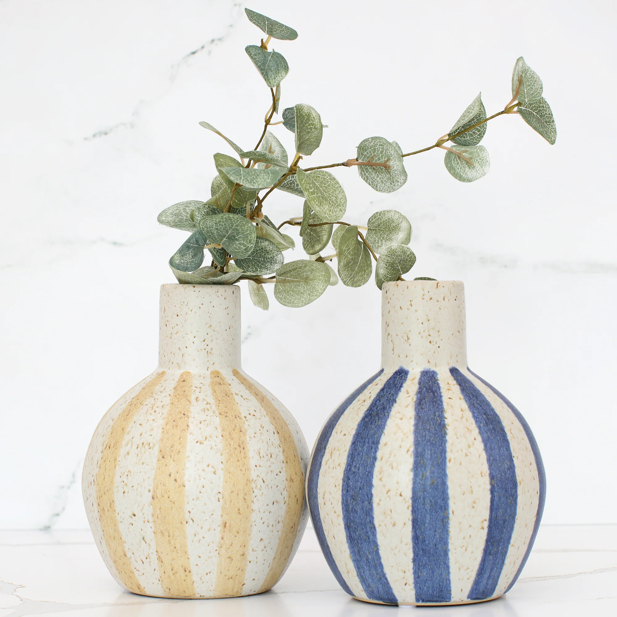 7" Matte Straw Stripe Ceramic Vase - Image 3