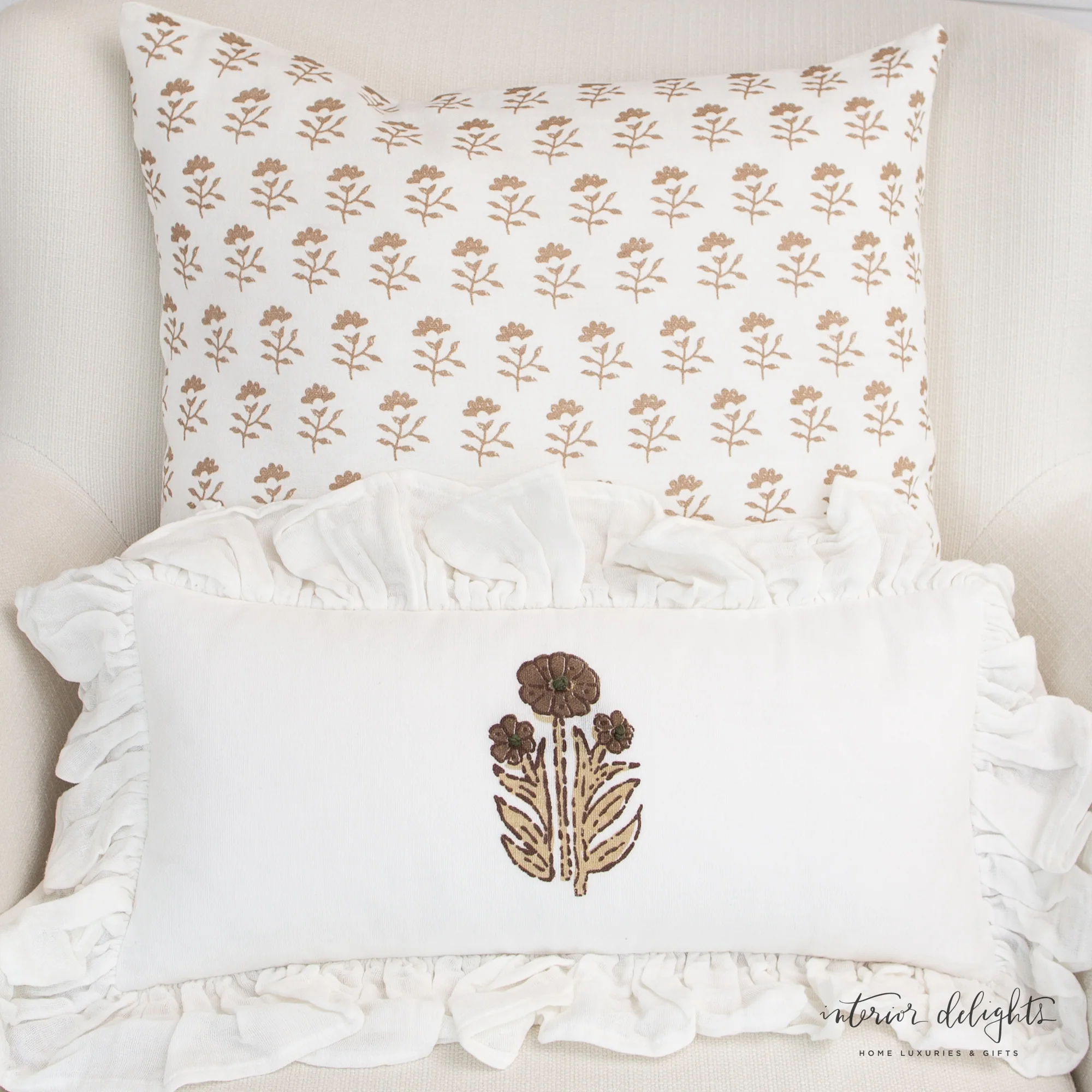 Molly Neutral Block Print Pillow - Image 3