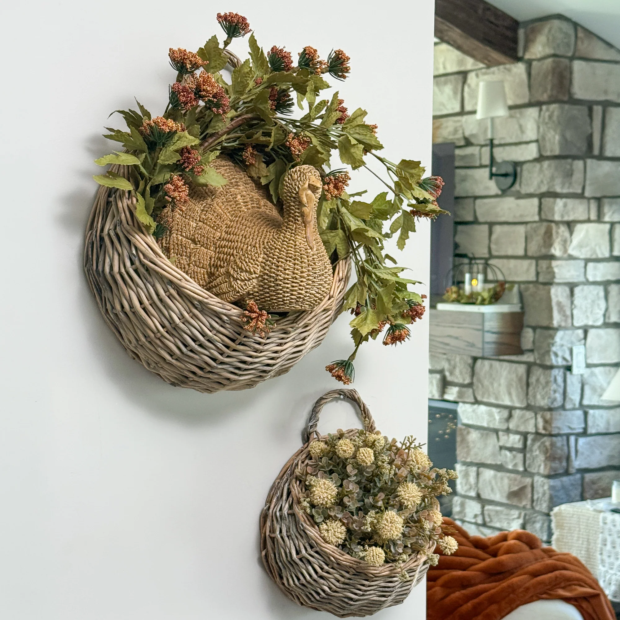 Willow Wall Baskets-Set of Two - Image 10