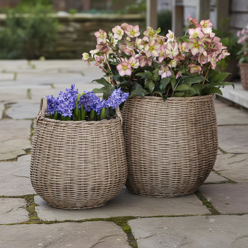 PREORDER Round Willow Planter Baskets - Set of 2 - Image 3