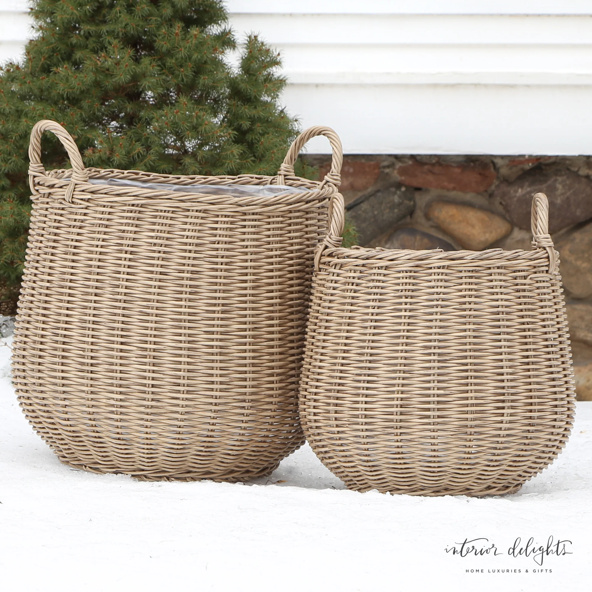 PREORDER Round Willow Planter Baskets - Set of 2 - Image 4