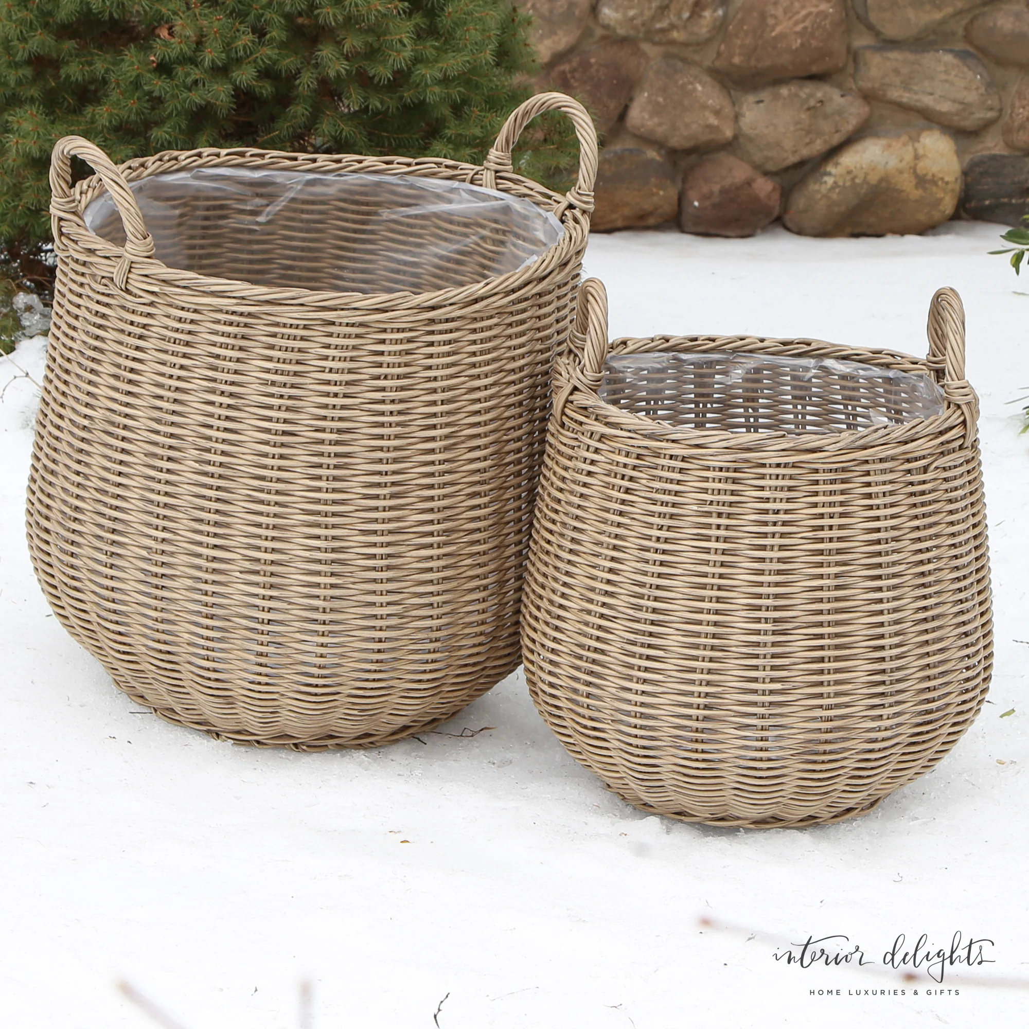 PREORDER Round Willow Planter Baskets - Set of 2 - Image 5