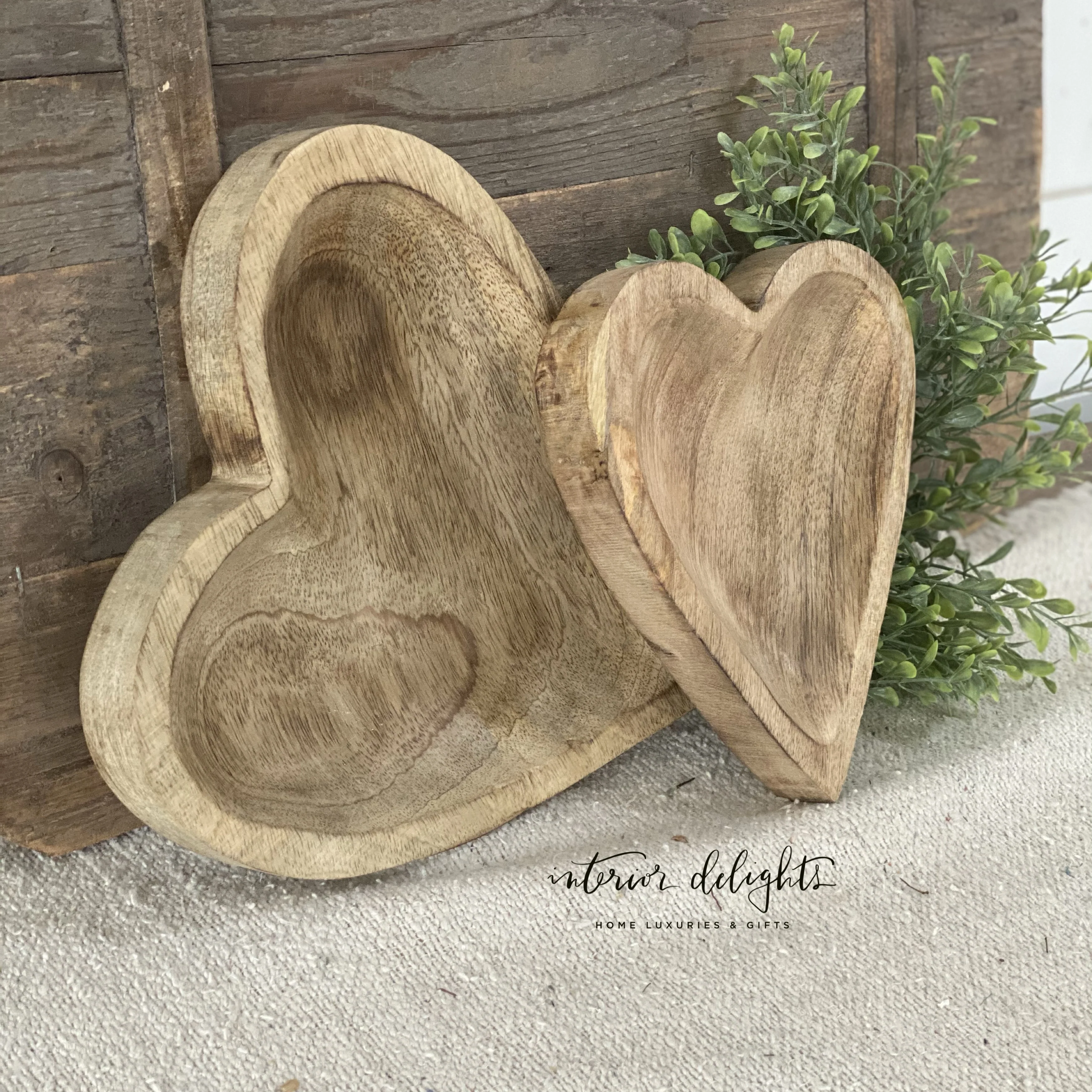 Wood Carved Hearts- Set of 2 - Image 3