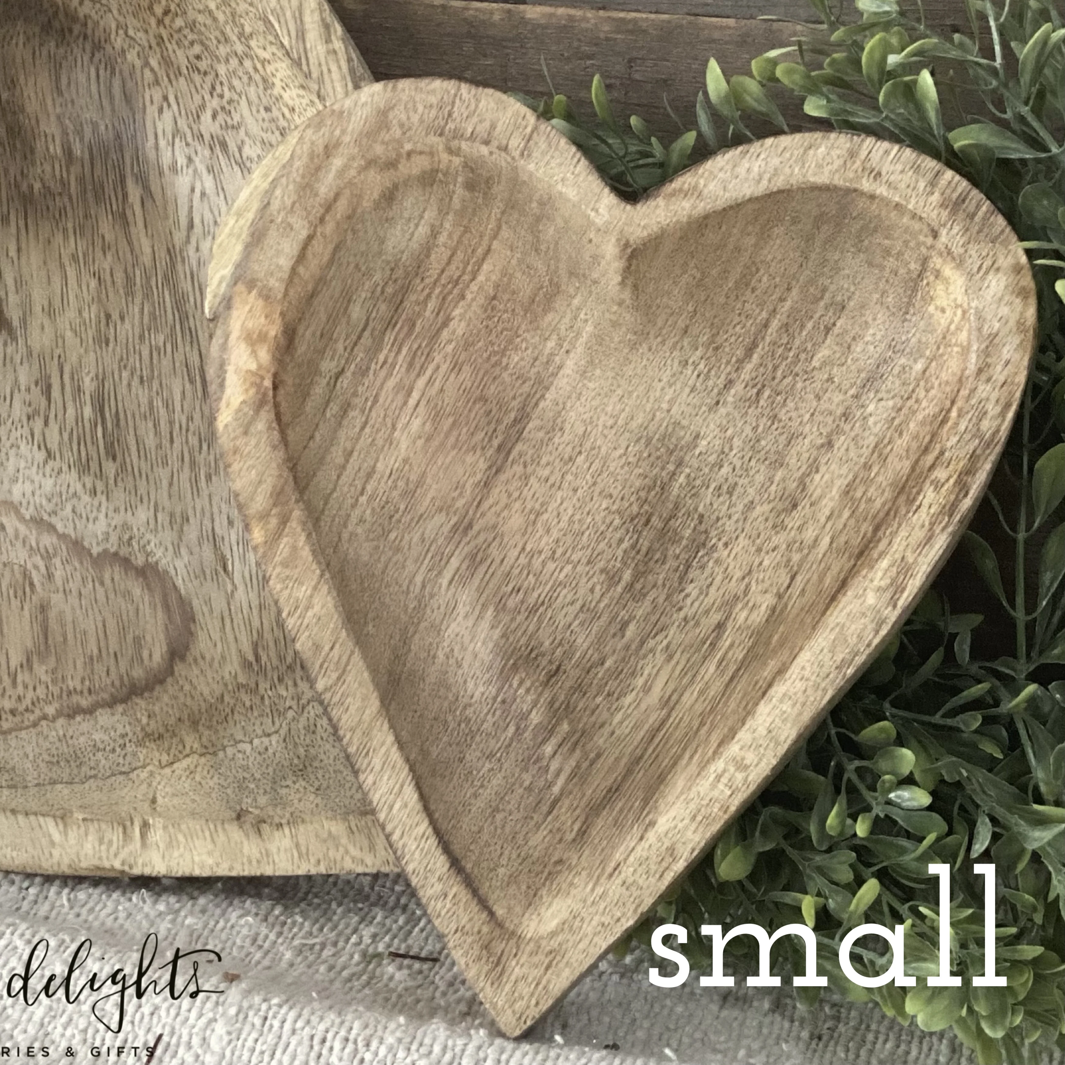 Wood Carved Hearts- Set of 2 - Image 5