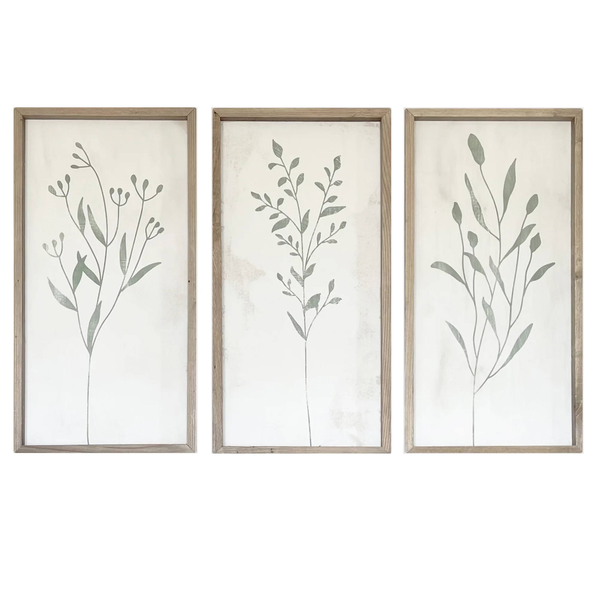 Handmade Sage and White Simple Canvas Art Set of 3 - Image 2