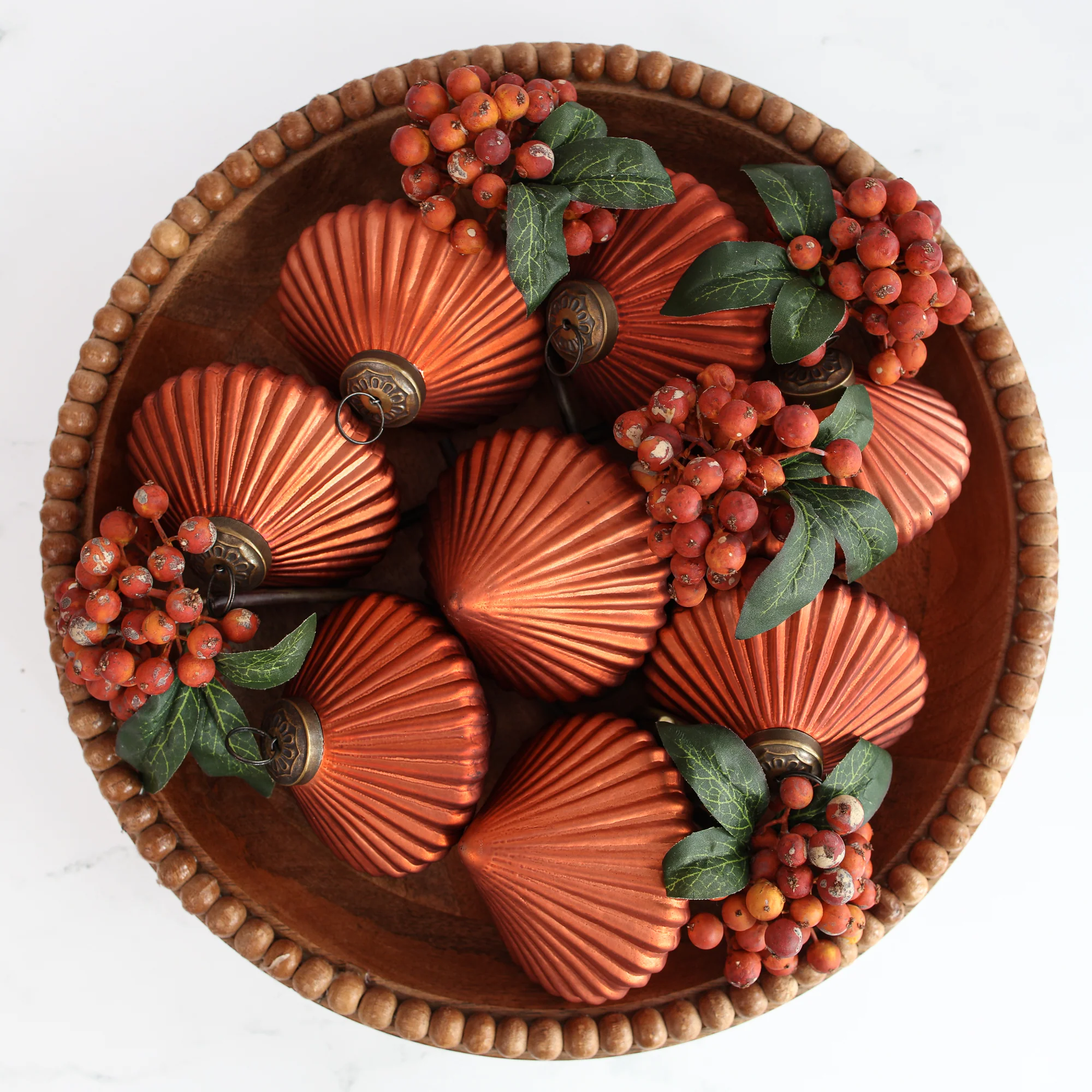 Set of 2 Wooden Bowls with Beaded Trim - Image 10