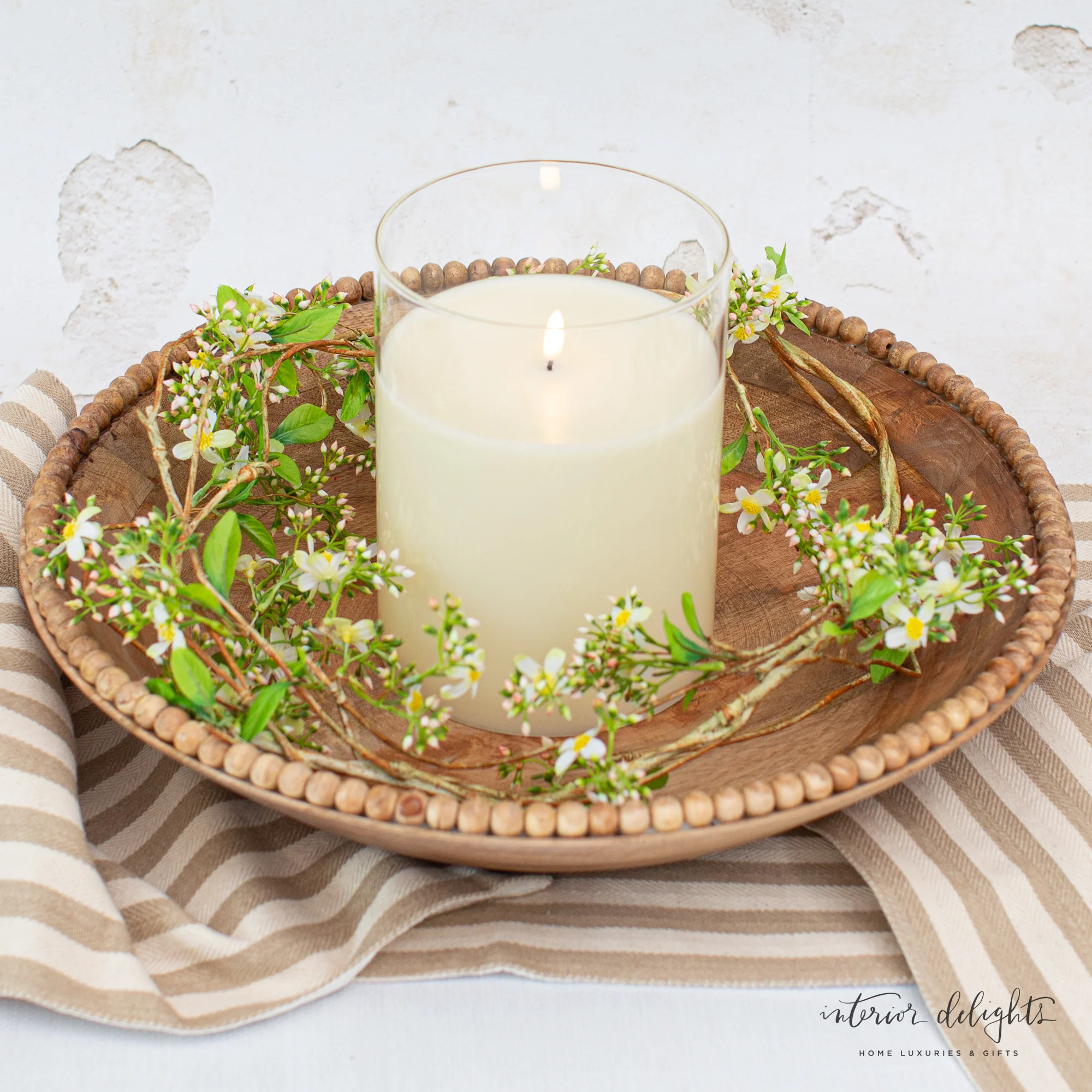 Set of 2 Wooden Bowls with Beaded Trim - Image 8