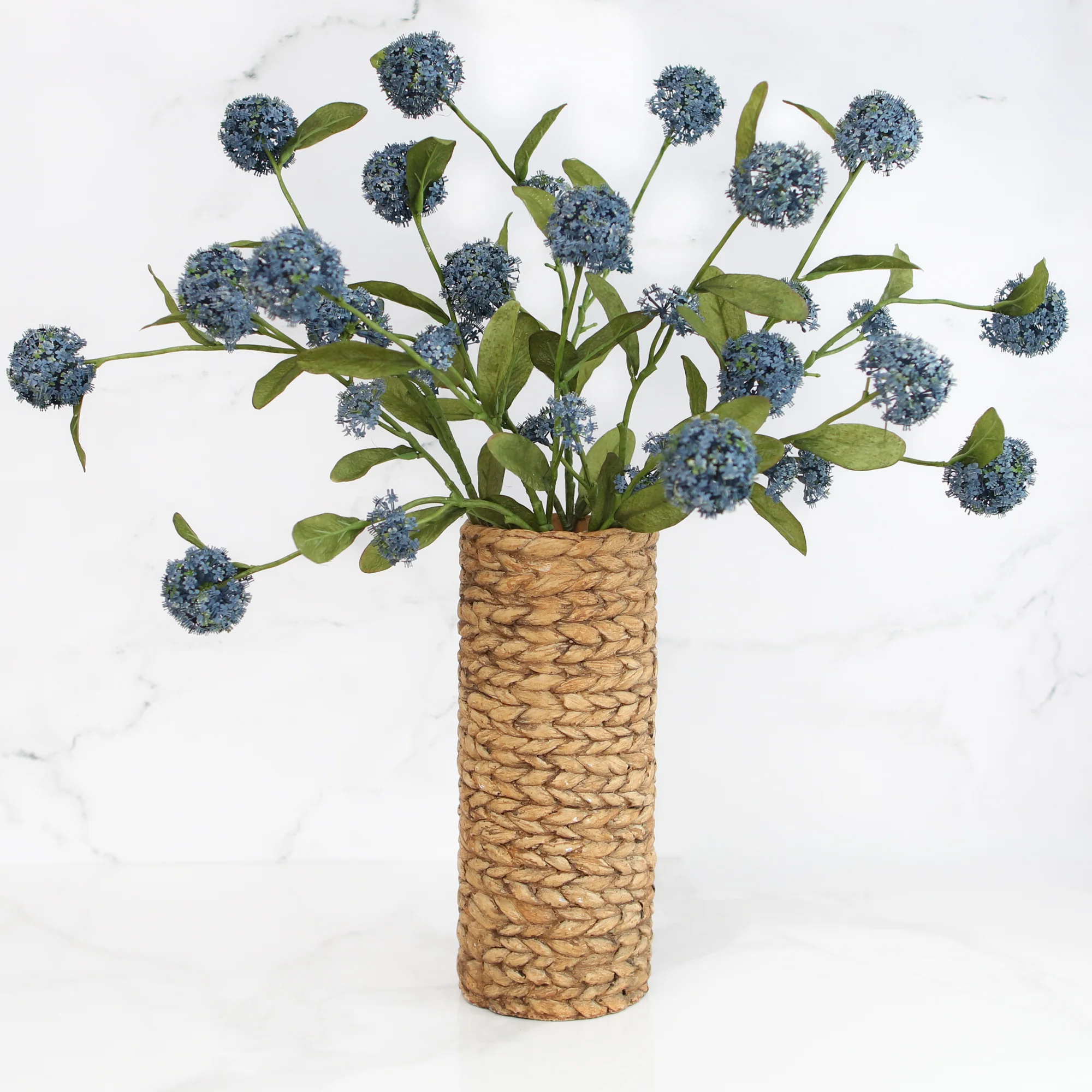 12.5" Tan Braided Pattern Cement Vase