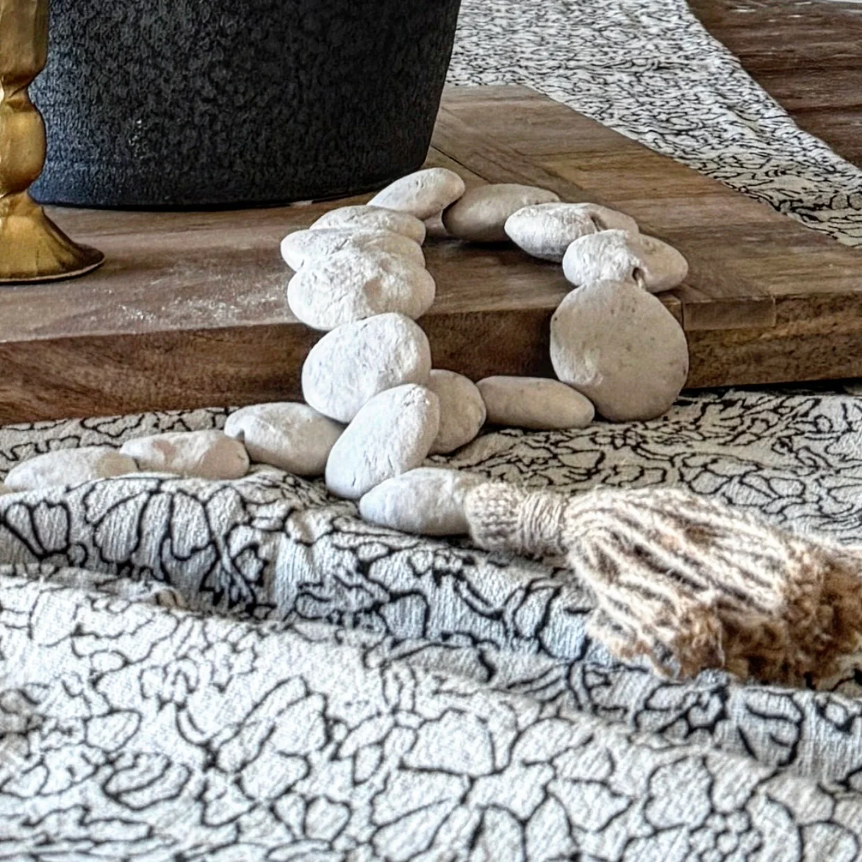 Natural Textured Flat Bead Garland - 35in - Image 3
