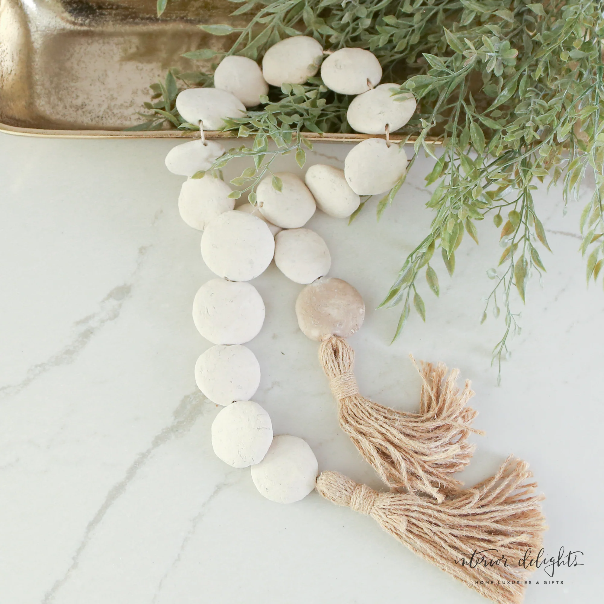 Natural Textured Flat Bead Garland - 35in - Image 4