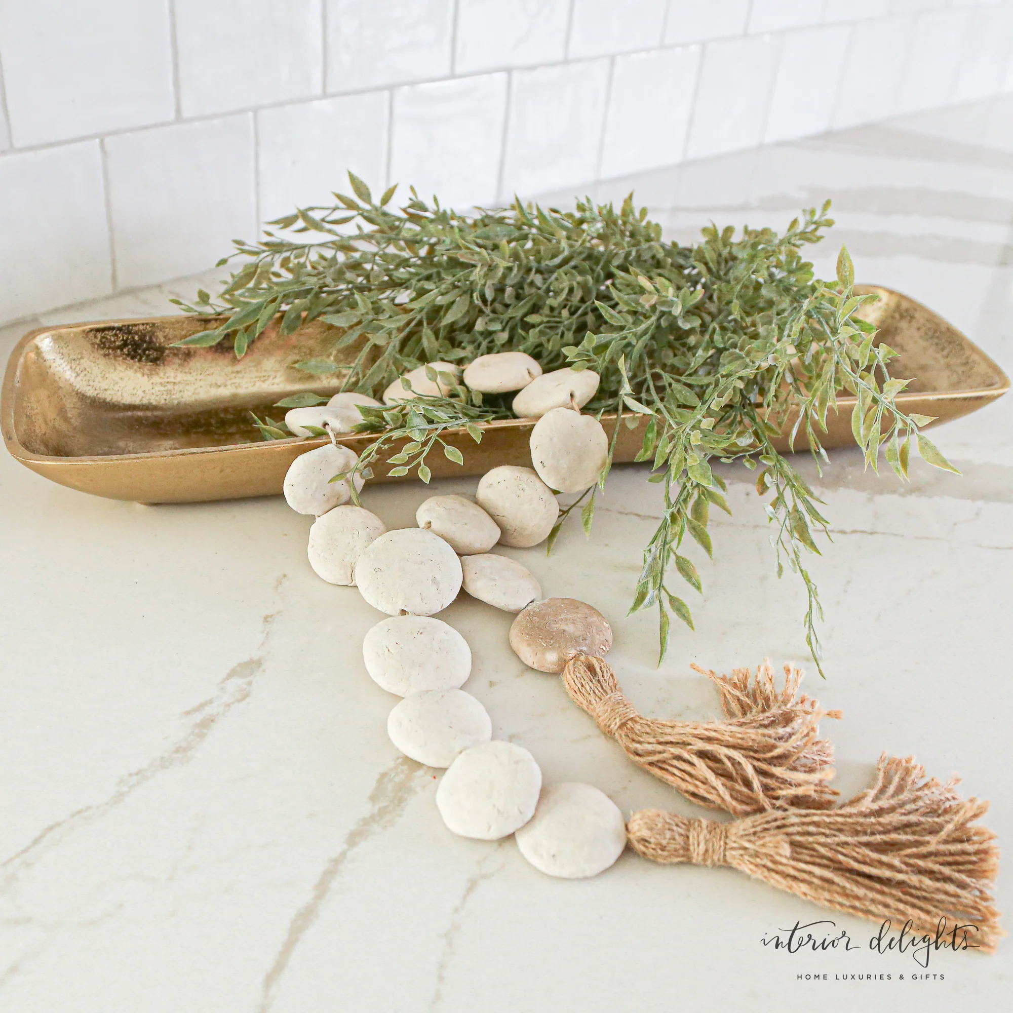 Natural Textured Flat Bead Garland - 35in - Image 5