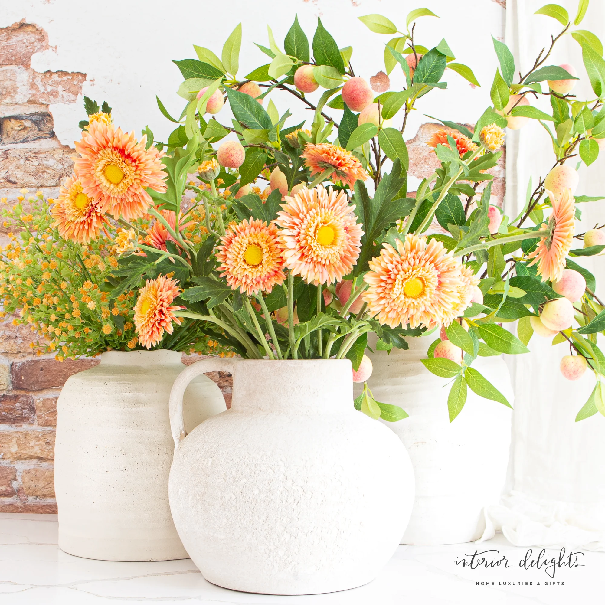 10” Luxe Heavy Textured White Handle Vase - Image 3