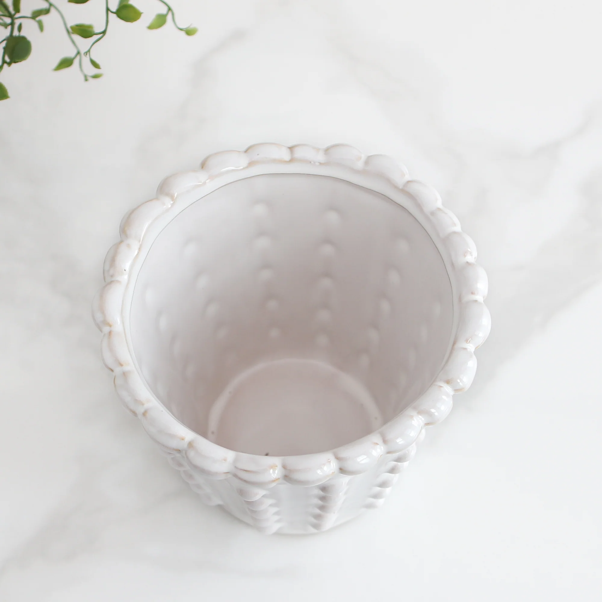 White Ceramic Dot Planter - Image 4