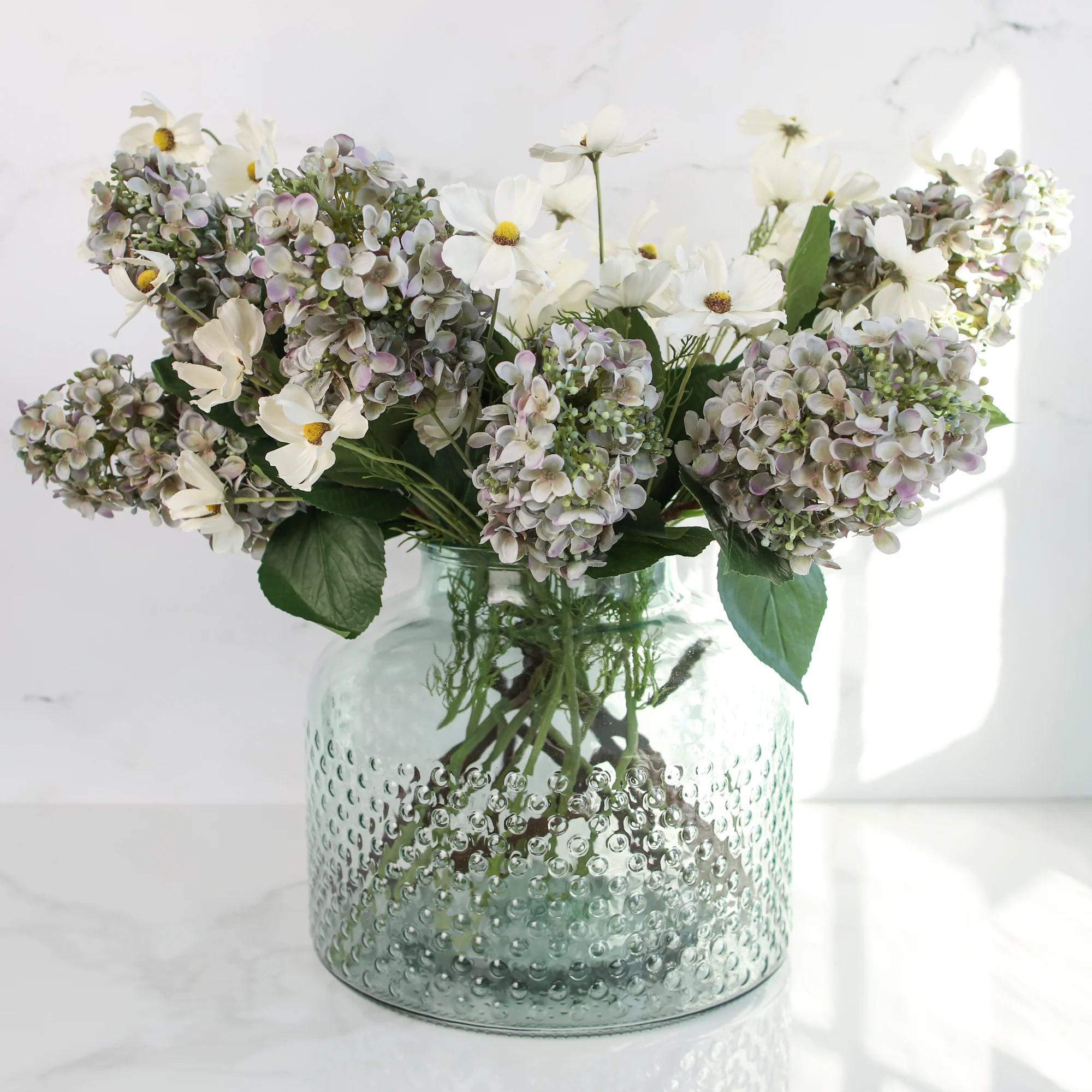 11" x 12" Wide Hobnail Blue Glass Vase - Image 5